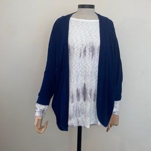 Navy cardigan with lace inset on back